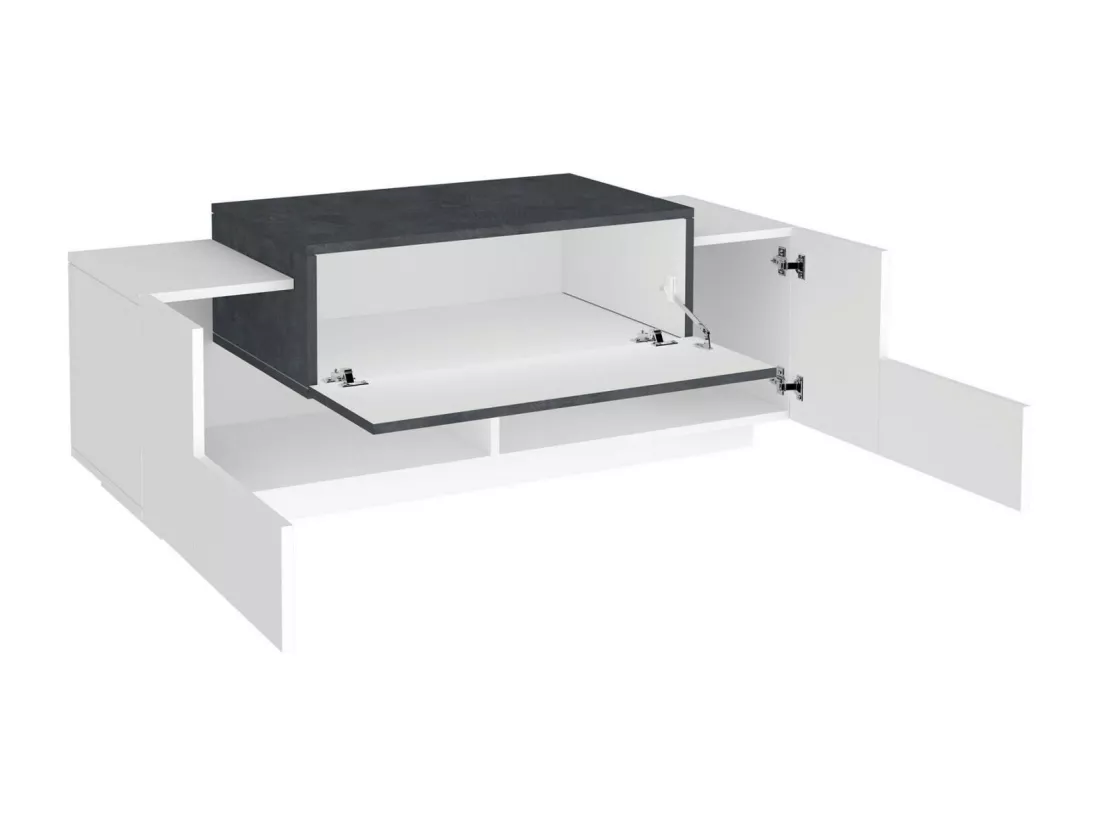 Meuble d'entrée Djallo, entrée multifonction moderne, casier polyvalent pour hall d'entrée, 100% Made in Italy, 120x45h46 cm, blanc brillant et ardoise