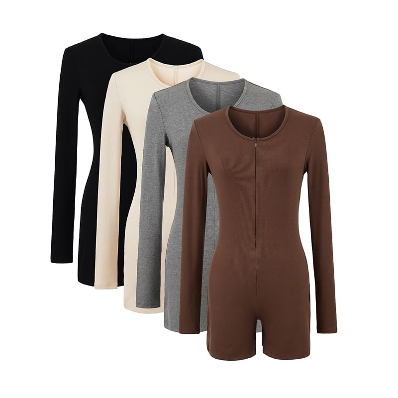 Ulark - Romper met lange mouwen, ronde hals en rits