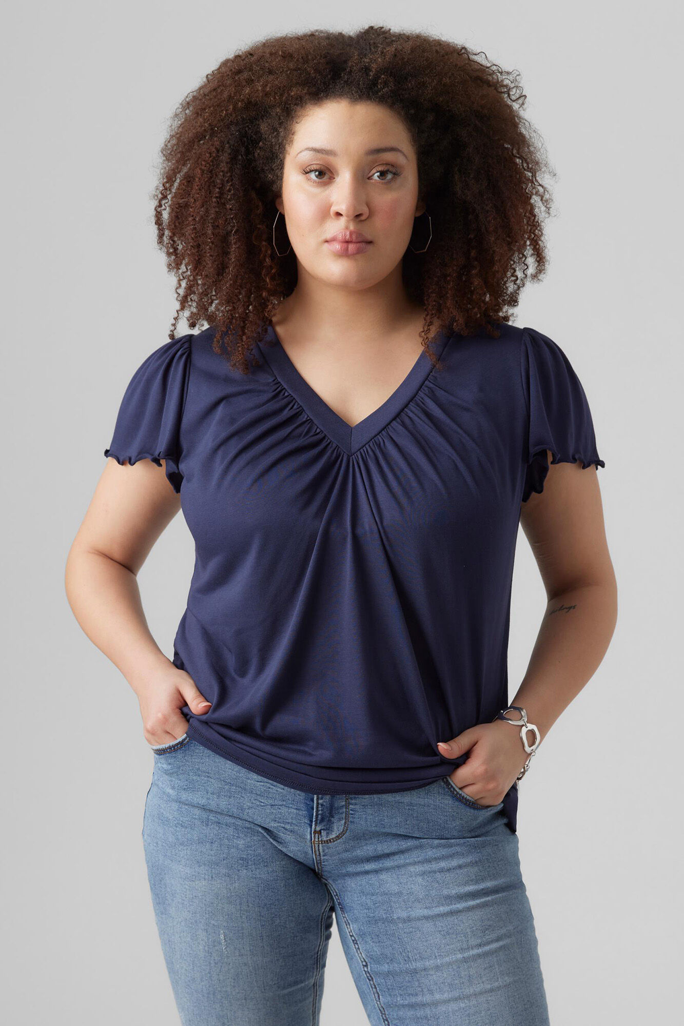 Camiseta básica de manga curta Curve - Azul Marinho
