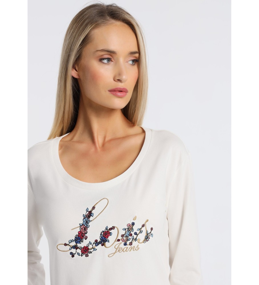 Camiseta de manga comprida Lois 132095 Branca