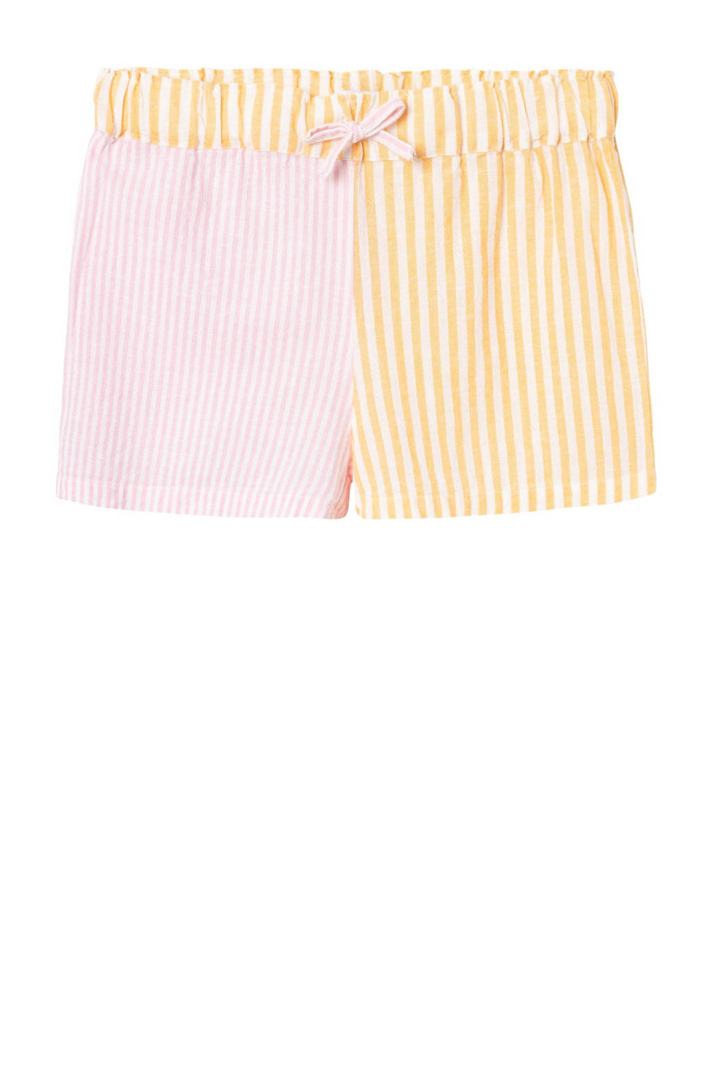 NAME IT gestreepte casual short NKFHISTRIPE roze/geel