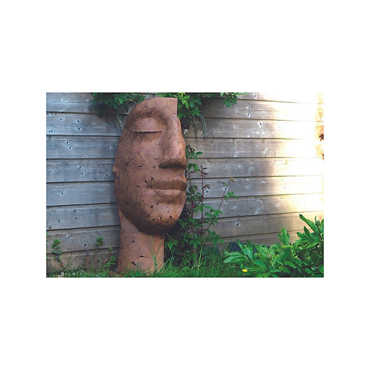 Demi visage mosaïque en métal effet argile h.101 cm