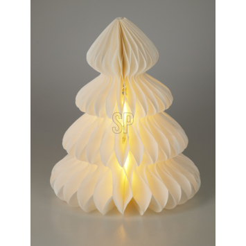 Kerstdecoratie figuur papieren boom met warm wit LED verlichting op batterij 40 cm