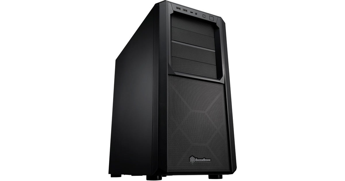 SilverStoneSST-SED1-B midi tower behuizing  (Zwart | 2x USB-A | 1x USB-C)