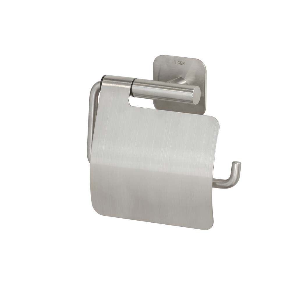 Tiger Colar Toiletrolhouder met klep RVS geborsteld