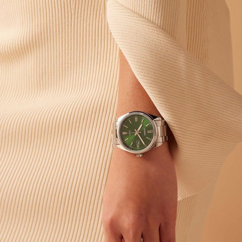 Casio - MTP-1302PD-3AVEF - Heren Horloge - Groen - Staal - Quartz