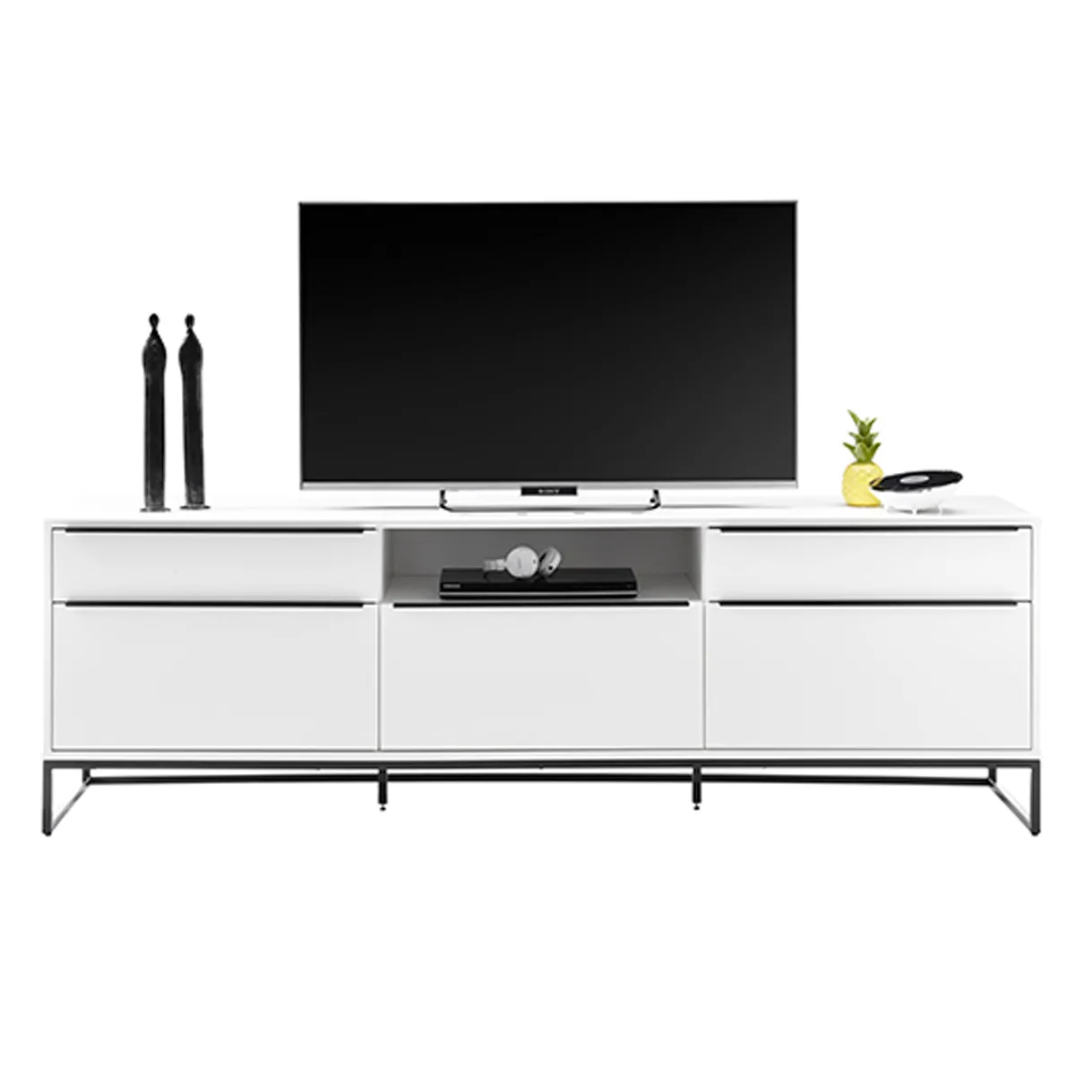 Meuble TV Pegane - Blanc Laqué