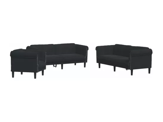 Ensemble de canapés 3 pcs noir velours