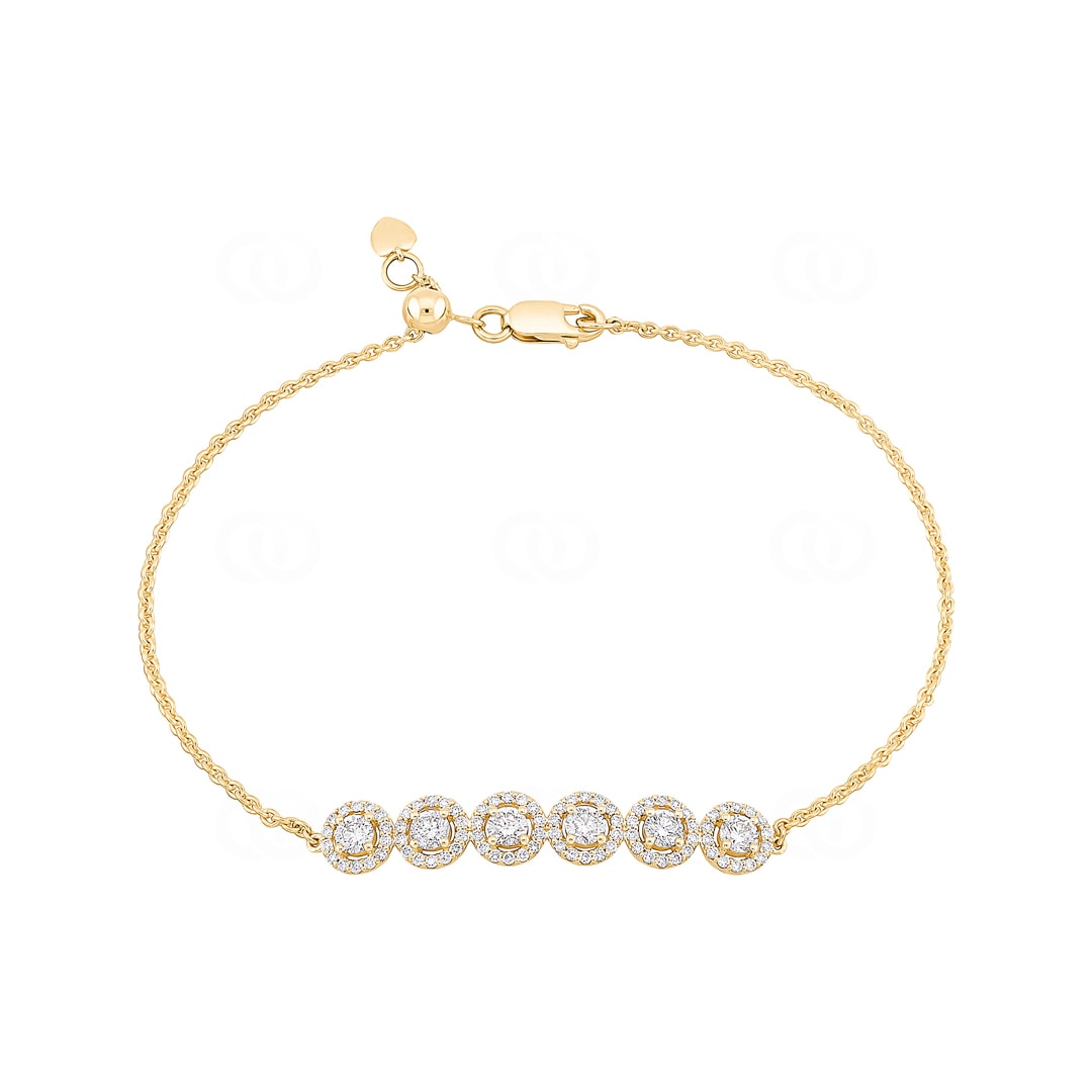1.00 Karat Halo Diamantarmband 750/18 K Gelbgold