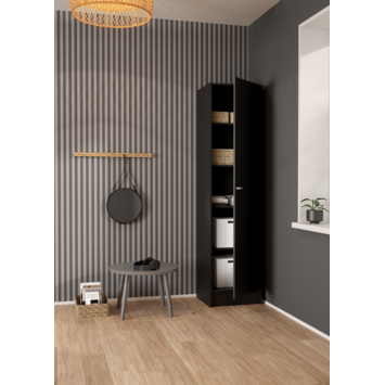 Opbergkast 1-deurs Cosmo zwart gelakt spaanplaat 200 x 49,2 x 47,1 cm