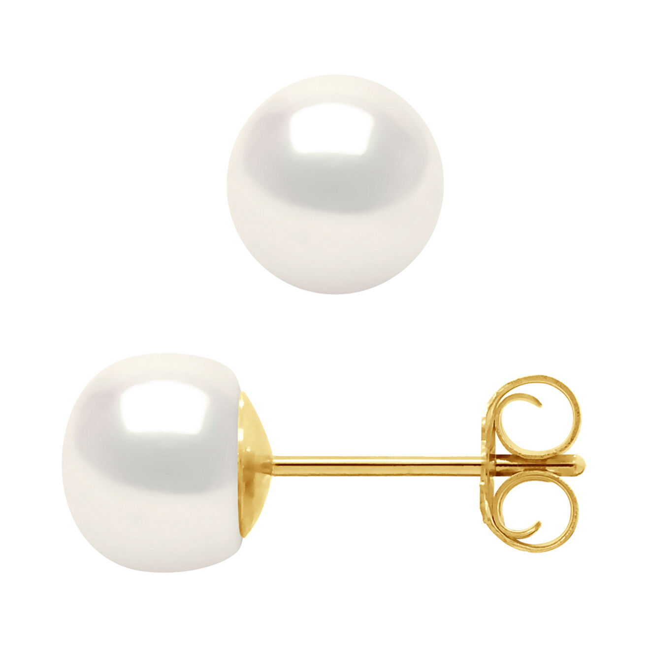 Pearl Addict Boucles d'oreilles Florine Or Jaune & Perles d'Eau Douce blanc naturel