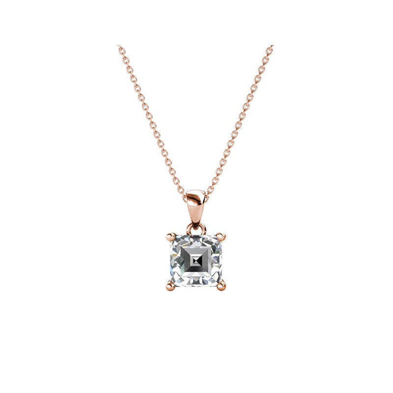 Pendentif Simple Square - Or Rosé et Cristal