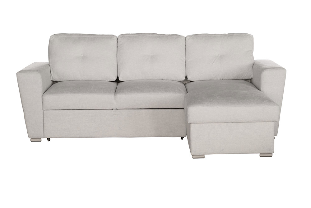Schlafecksofa APARTMENT 245cm beige Strukturstoff inkl. Stauraum beidseitig aufbaubar