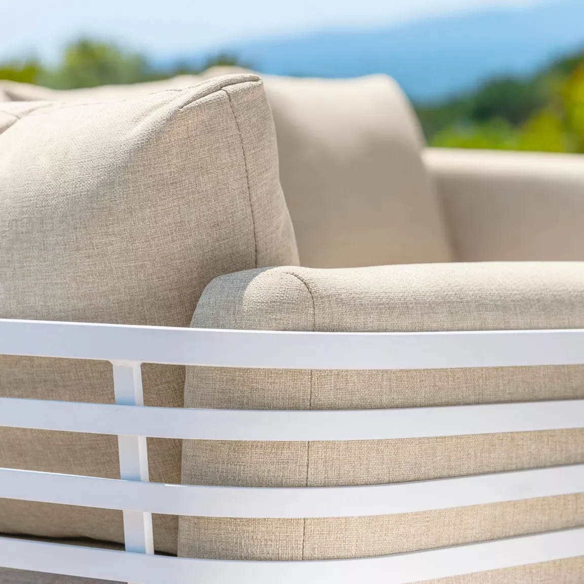 Salon de jardin aluminium 2 places 3 pcs Monte Carlo Blanc et beige