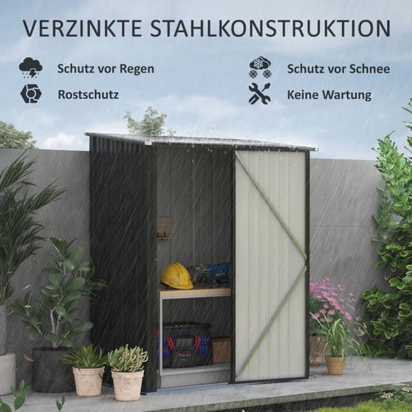 Redskapsbod 1,34 m² Låsbart hageskap med luketak laget av galvanisert stål, 161,5x94,5x196cm, svart