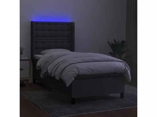 Sommier tapissier avec matelas et LED Gris foncé 90x190cm Tissu