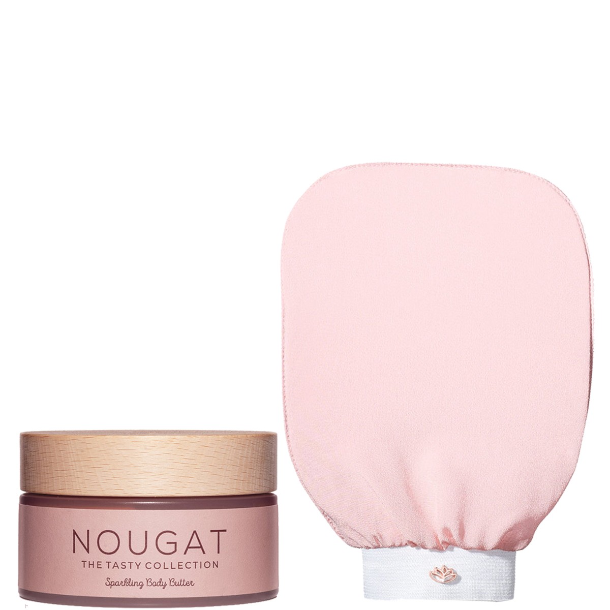 Beurre scintillant naturel & gant exfoliant - Nougat - Visage & corps - 250 ml
