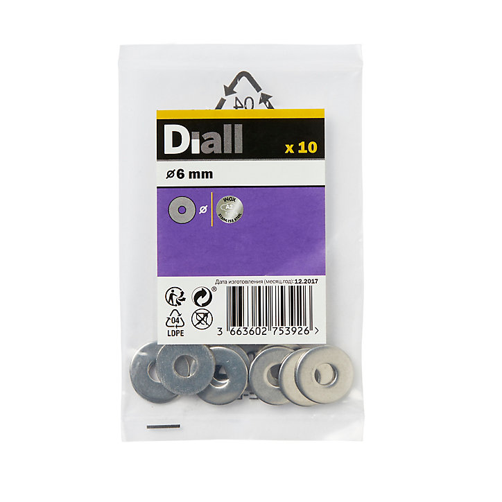 Rondelles plates larges en inox ø 6mm - 10 pièces