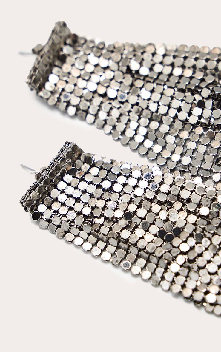 Argenté Boucles D'oreilles Pendantes En Cotte De Mailles Dorée