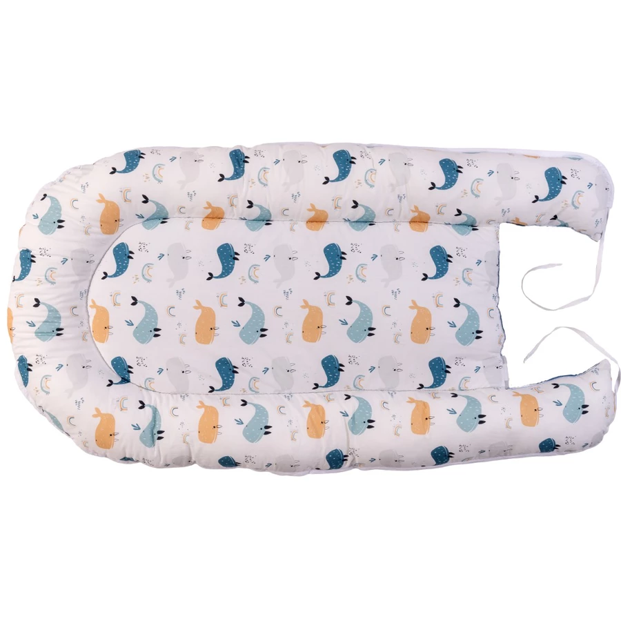 Ullenboom Kuschelnest Waffelpique Blau Wale 55 x 95 cm