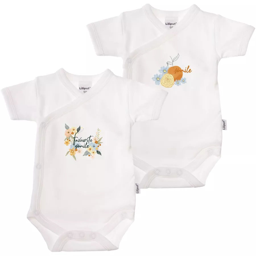 Liliput Kurzarm-Wickelbody 2er Pack smile weiß