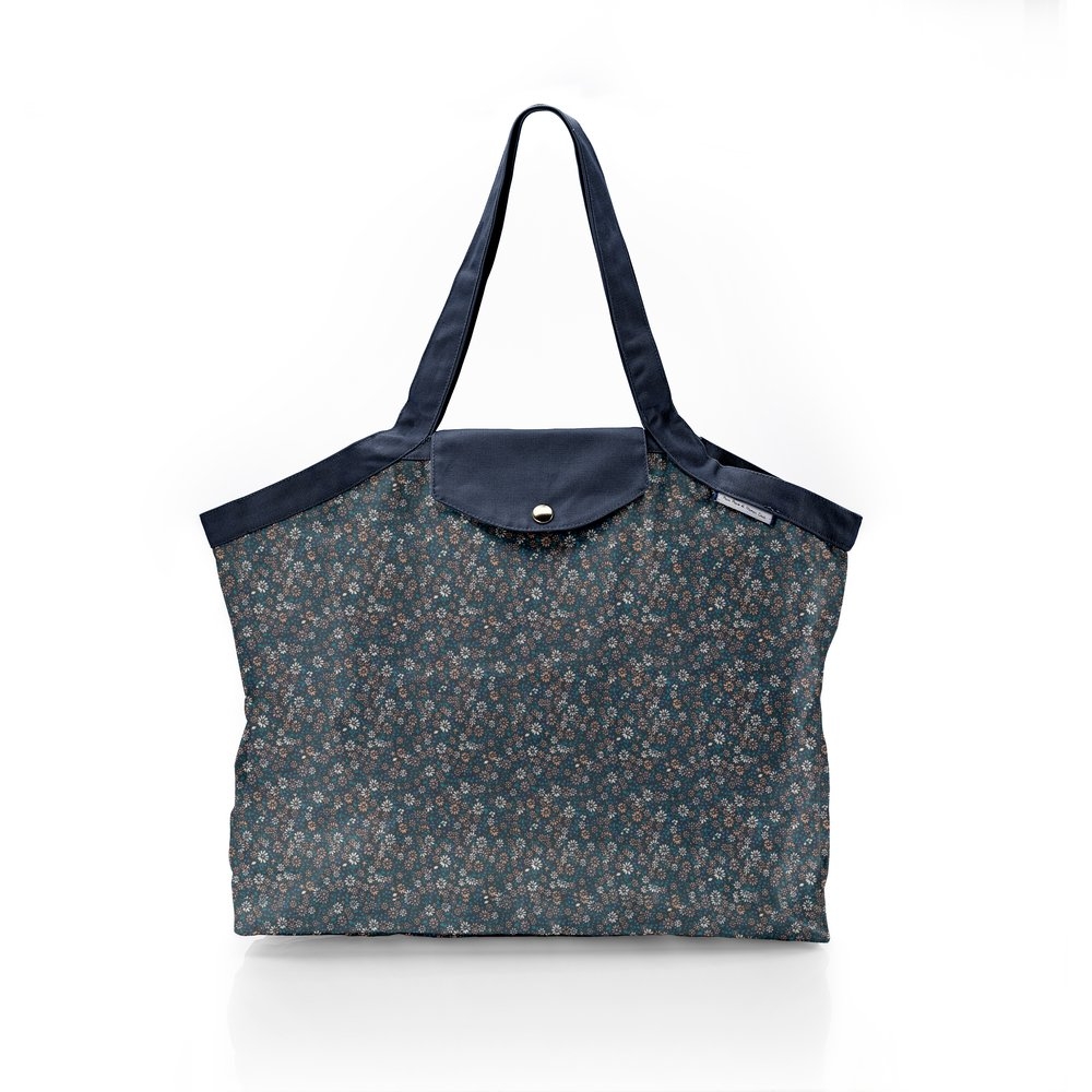 Sac Cabas Taille Moyenne Plissé Paquerette Marine