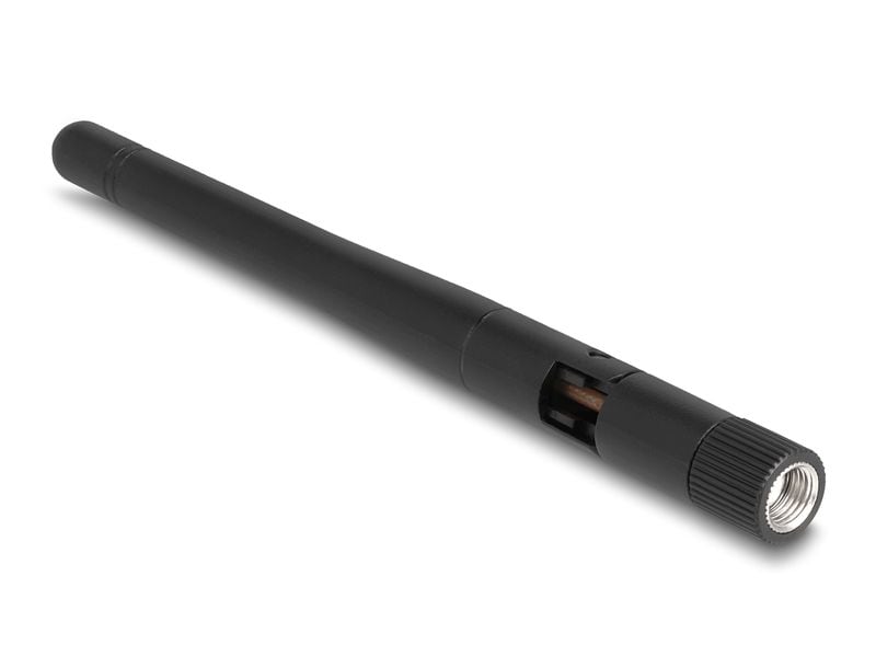Delock WLAN-Antenne 802.11 ac/ax/a/b/g/n RP-SMA 2 dBi Runds Delock WLAN 802.11 ac/ax/a/b/g/n Antenne RP-SMA Stecker 2 dBi omnidirektional mit Kippgelenk schwarz