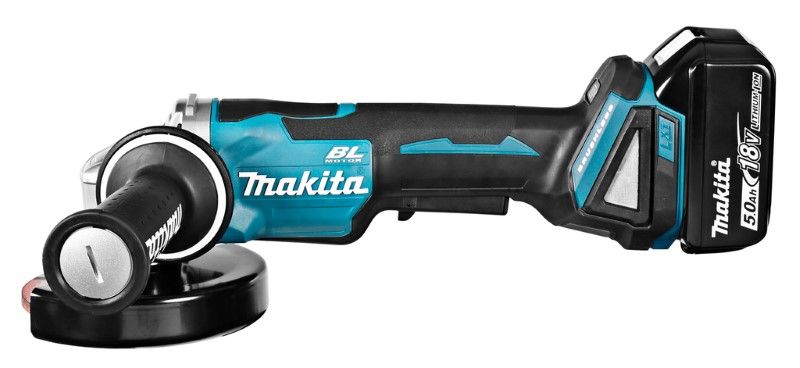 Makita DGA508RTJ 18V Li-ion accu haakse slijper set (2x5.0Ah) in Mbox - 125mm - koolborstelloos