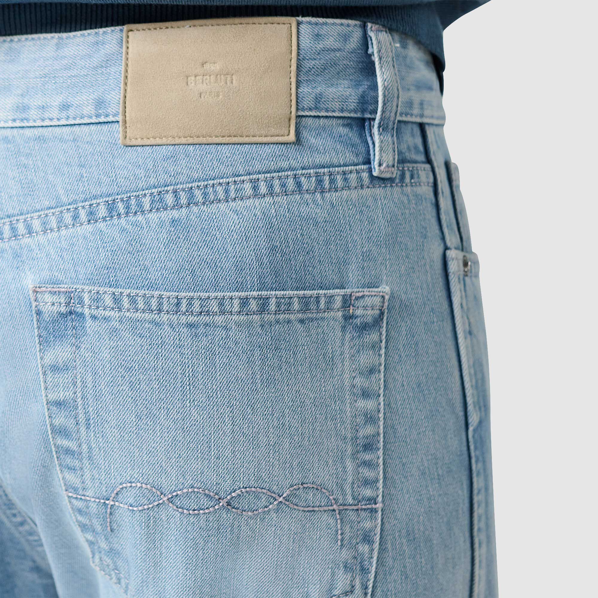 Pantalon Slim En Denim Avec Scritto