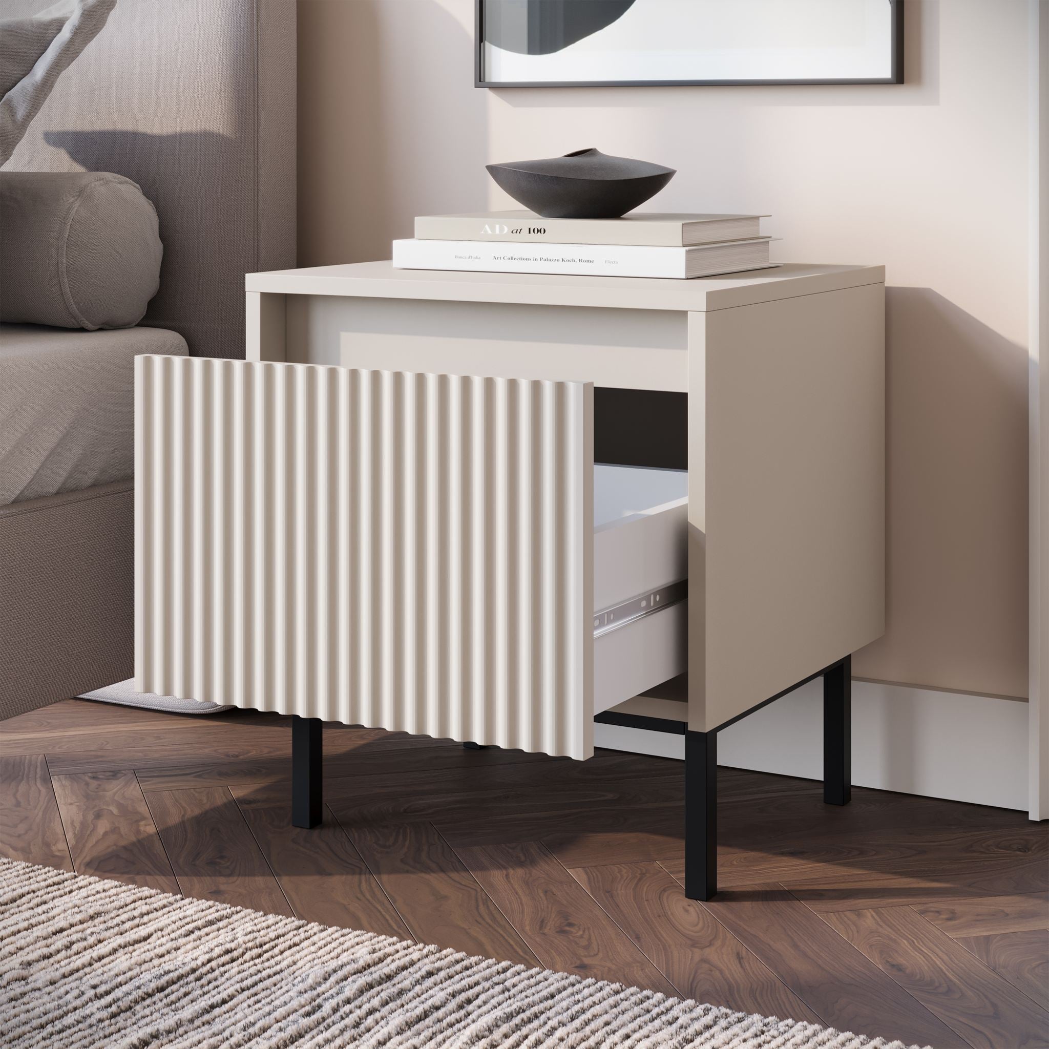 Meubella - Nachtkastje Orvana - Beige - 45 cm