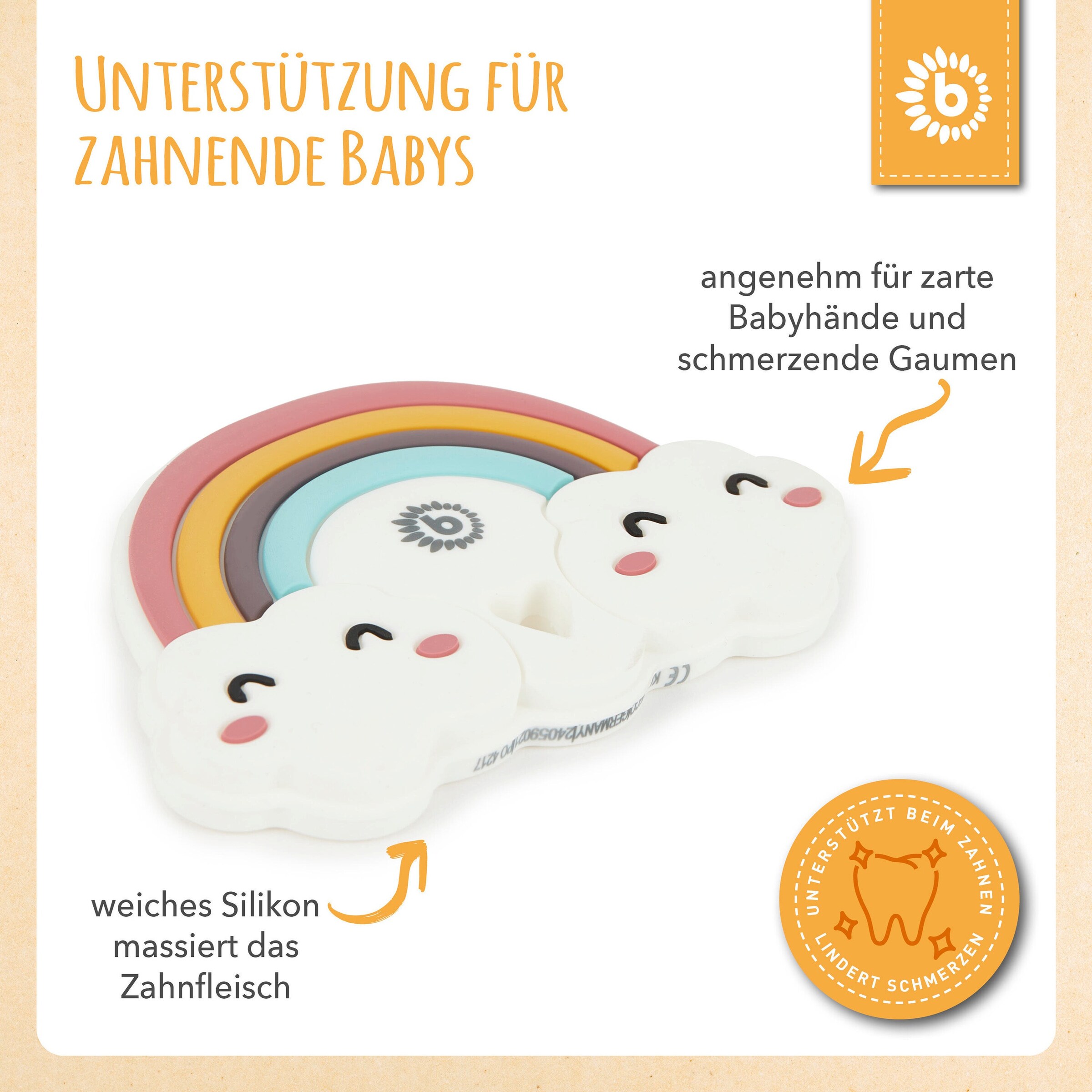 Bieco Beißring Silikon Regenbogen - ab Geburt Mehrfarbig