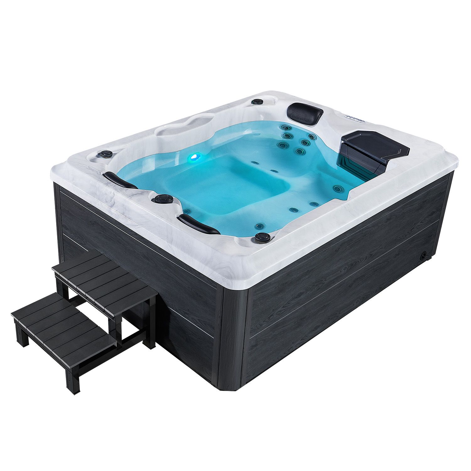 Artsauna Outdoor Whirlpool Oasis mit Treppe - Massagedüsen, LED Licht, Filter, Abdeckung & Heizung