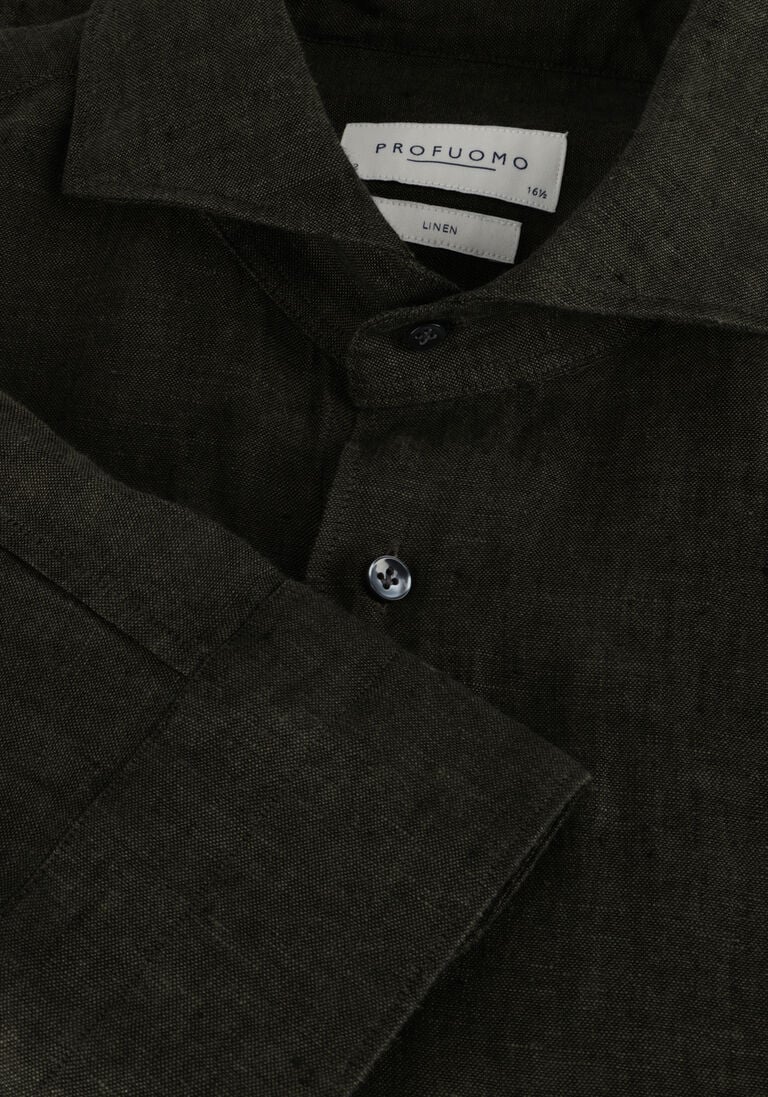 PROFUOMO donkergroene profuomo klassiek overhemd shirt x-cutaway sc linnen