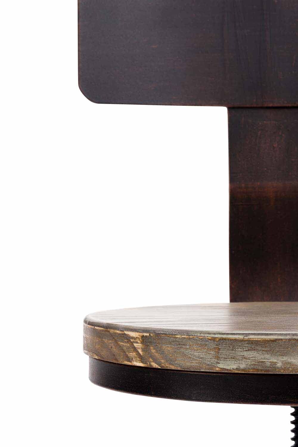 CLP 2er Set Barhocker Elko Im Industrial-Look I Höhenverstellbarer Thekenhocker Mit Holzsitz Und Rückenlehne I Metallhocker Mit Fußstütze