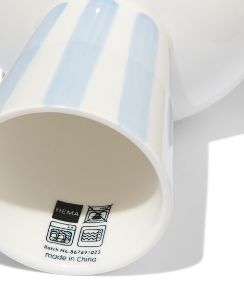 bol sur pied Ø11x11.6 - new bone blanc et bleu - vaisselle dépareillée