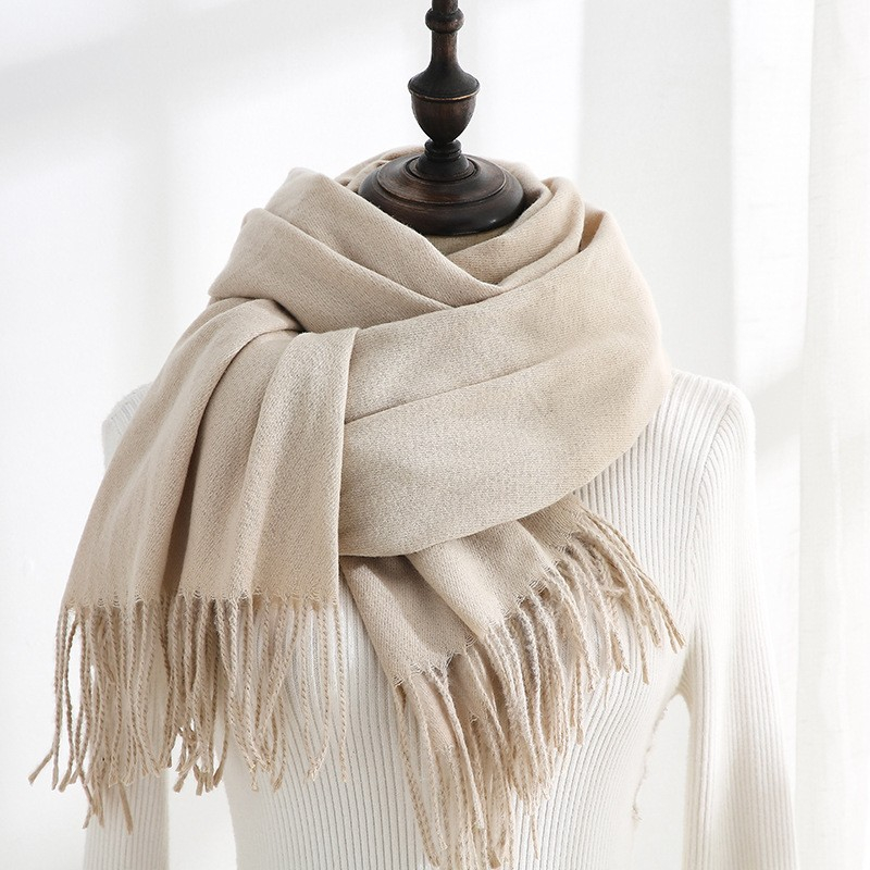 (200x75cm) Damen Quasten Schal Winter Fashion Accessoire - Beige
