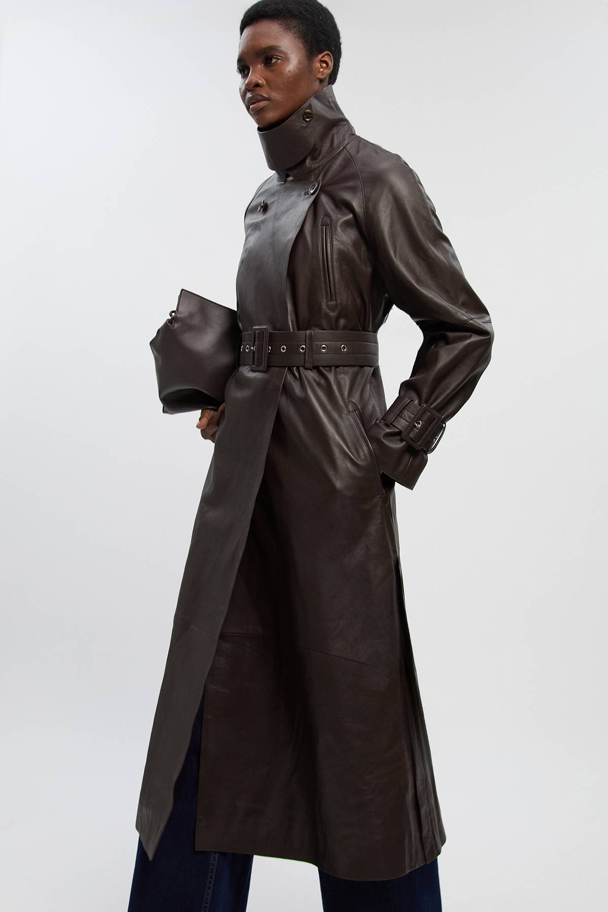 KarenMillen Trench-coat Ceinturé En Cuir Petite