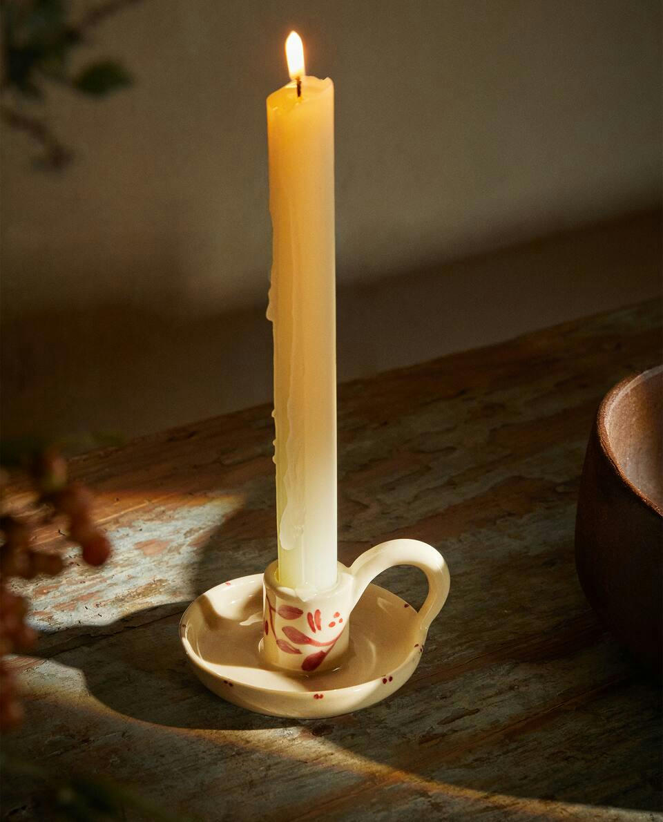 Castiçal de Natal em Cerâmica Pintada