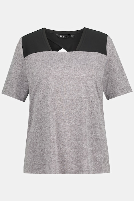 T-Shirt, Mesh-Schulter, Caree-Ausschnitt, Halbarm