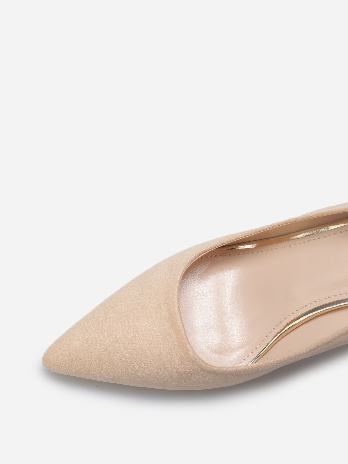 Escarpins pointus en suédine- Beige