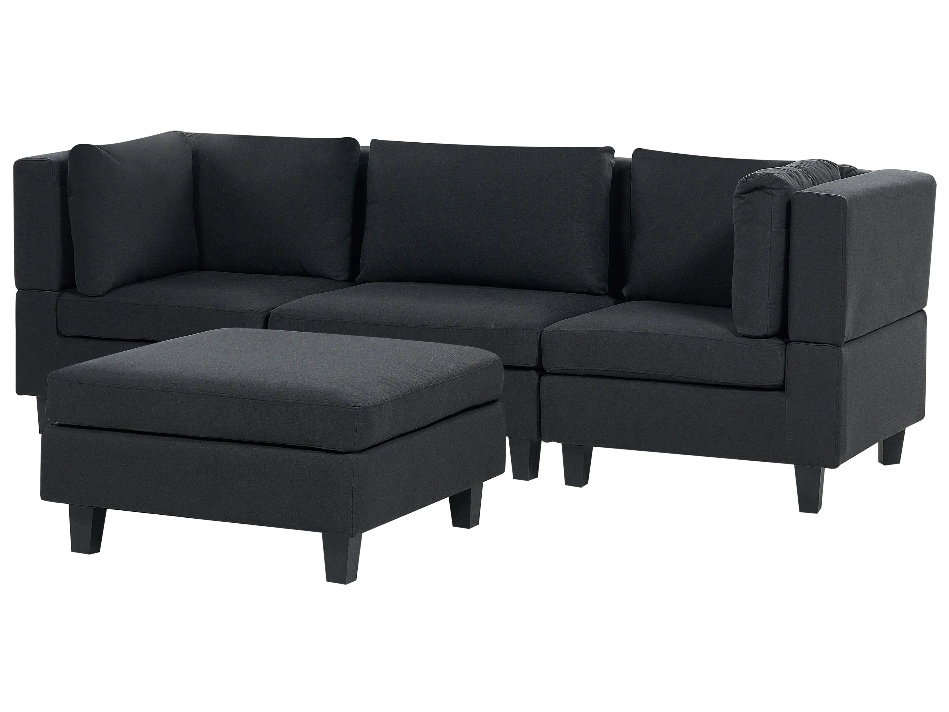 Modulaire bank 3-zits UNSTAD Stof Zwart met ottomaan