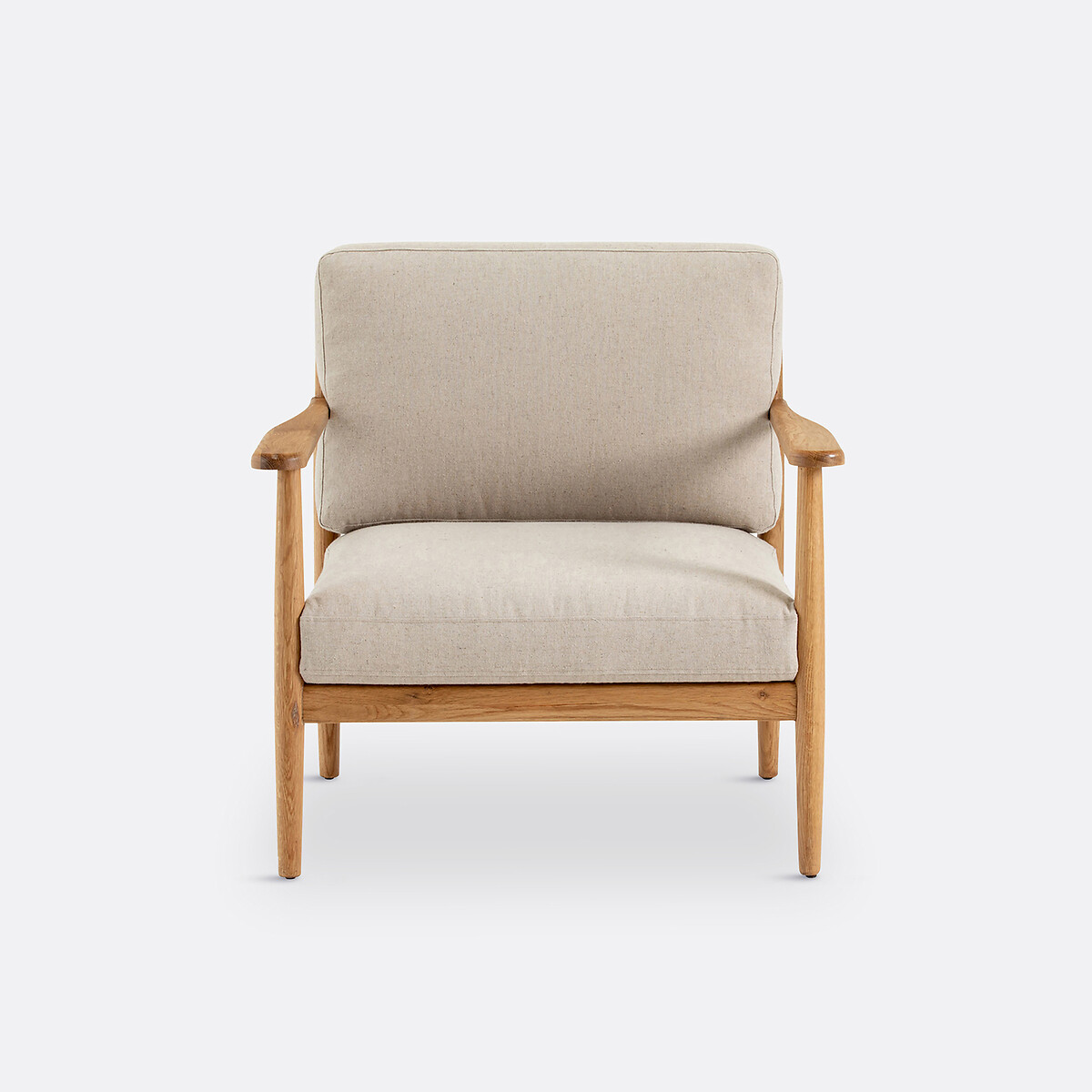 LA REDOUTE INTERIEURS<br>Poltrona vintage em carvalho e algodão/linho, Malora