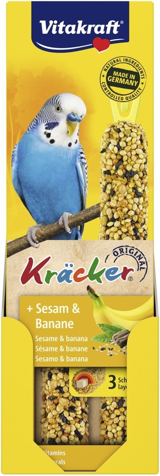 Vitakraft - Fugle snacks - 5 x Kräcker banan og sesam til undulater