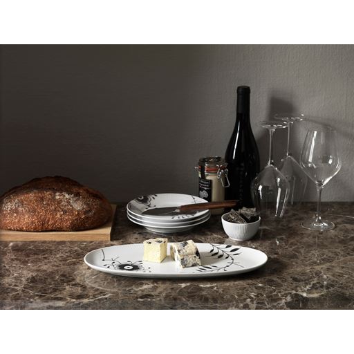 Royal Copenhagen Sort Mega Riflet Fad, 17x37 cm