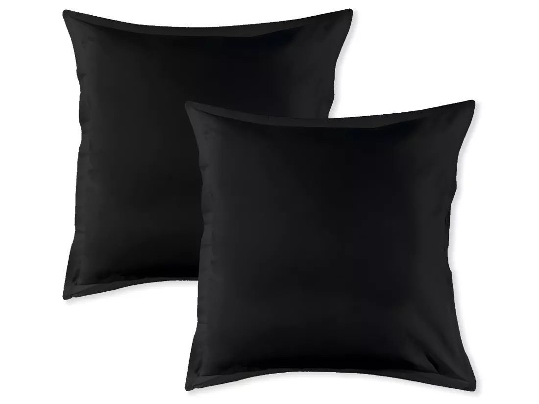 Lot de 2 taies d'oreiller en coton noir 64x64cm noir 64x64cm