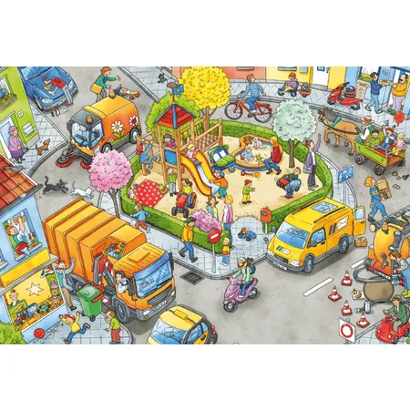 Schmidt Spiele KinderPuzzle - Wo ist das blaue Auto? 3 x 24 Teile