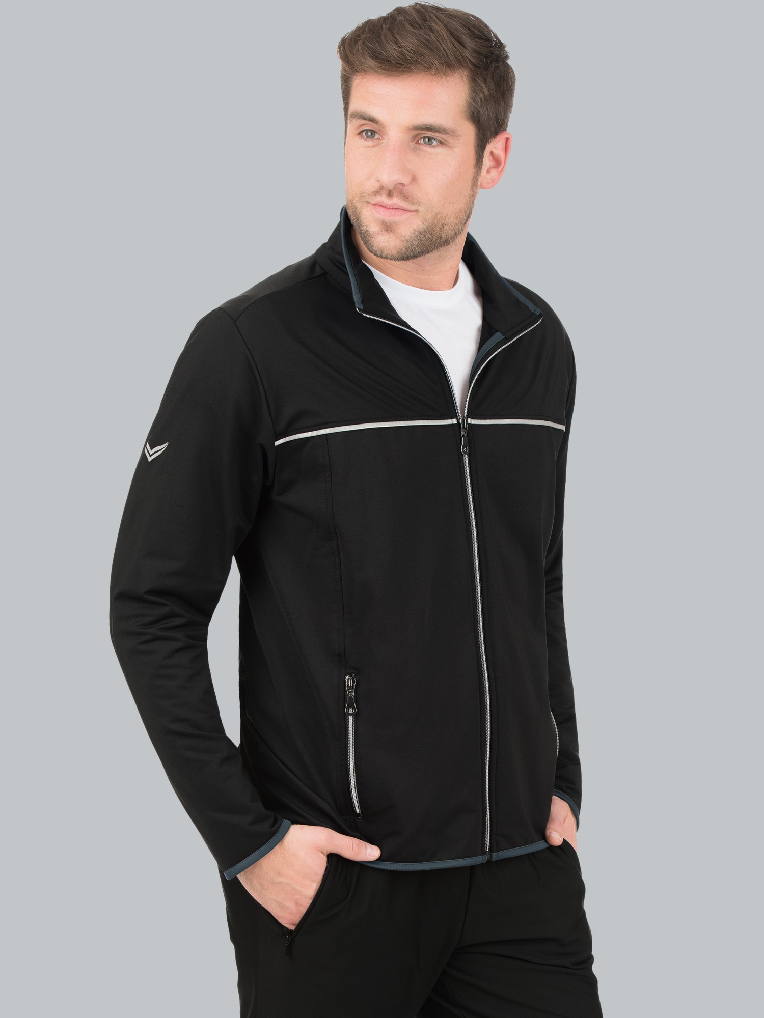 Praktische Sportjacke aus Microfaser Schwarz