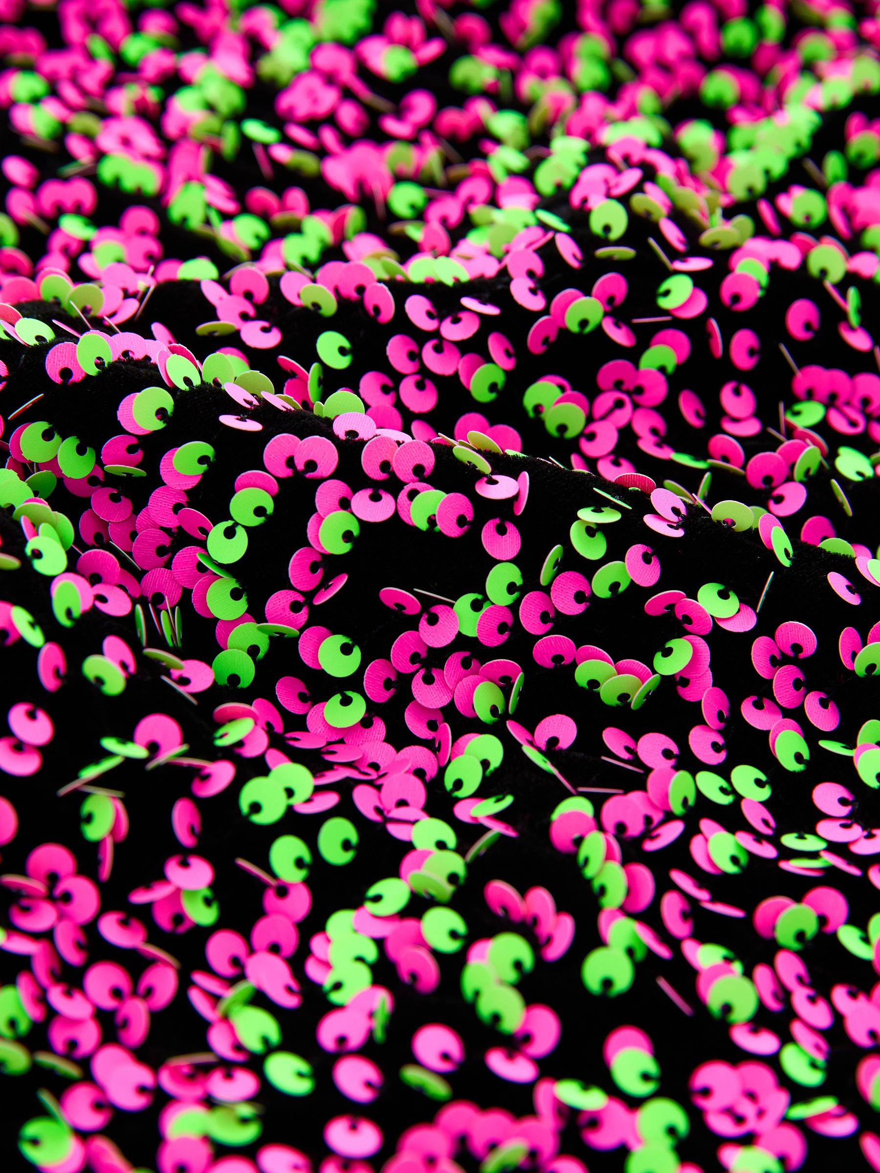 Roze/groen - Velours pailletten feestjurk (3 - 16 jr)