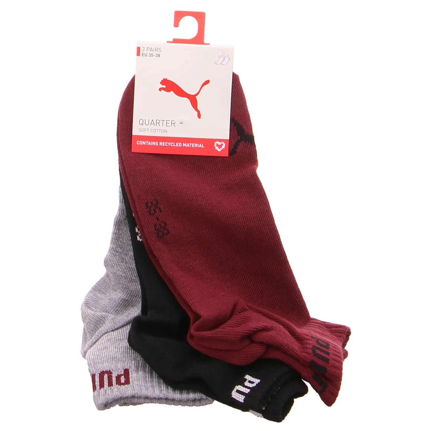 PUMA SOCKEN Freizeitsocken Bordeau Textil