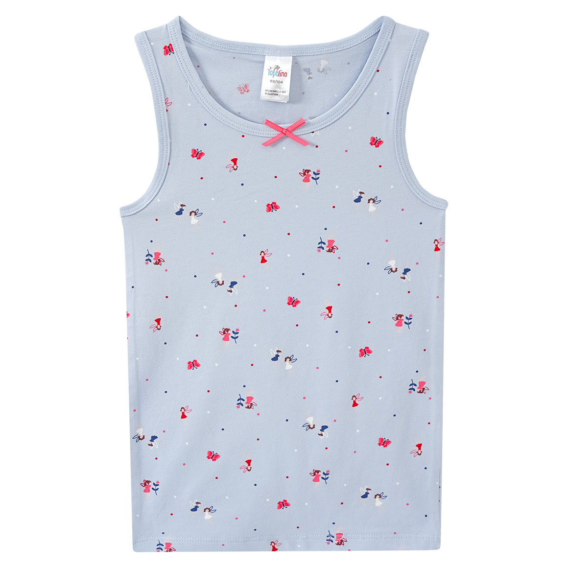 Topolino 3 Mädchen Unterhemden hellblau / pink / weiss